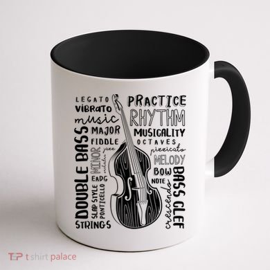 Double Bass Word Cloud Upright Bass Art Music Gift Coffee Mug back