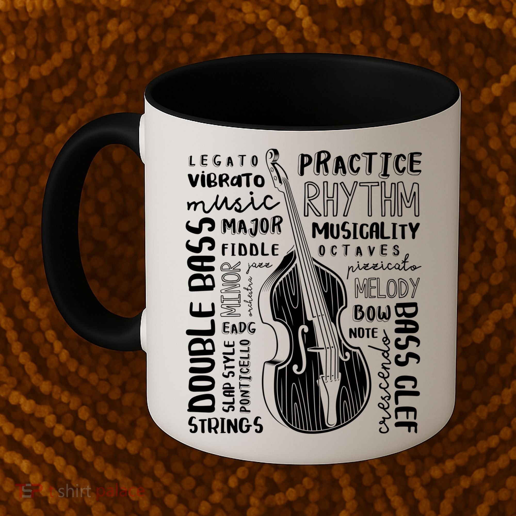 Double Bass Word Cloud Upright Bass Art Music Gift Coffee Mug