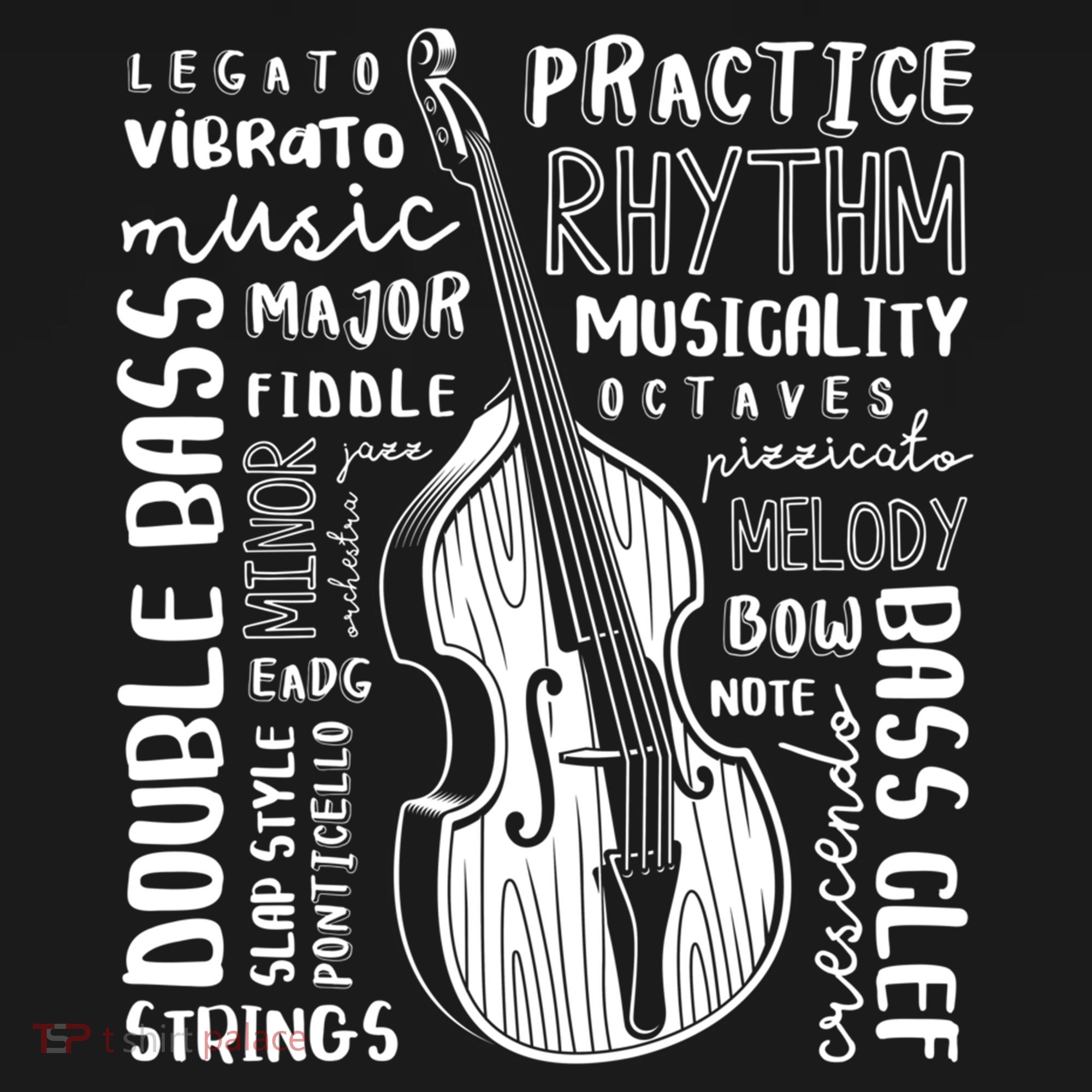 Double Bass Word Cloud Upright Bass Art Music Gift Women's Hoodie