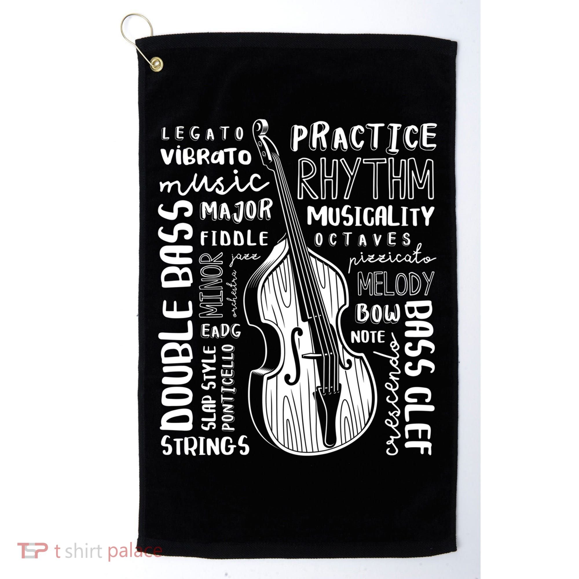 Double Bass Word Cloud Upright Bass Art Music Gift Golf Towel