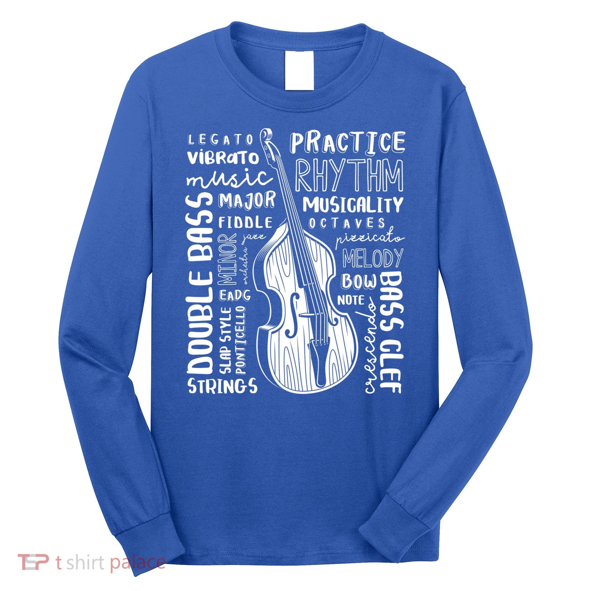 Double Bass Word Cloud Upright Bass Art Music Gift Long Sleeve Shirt