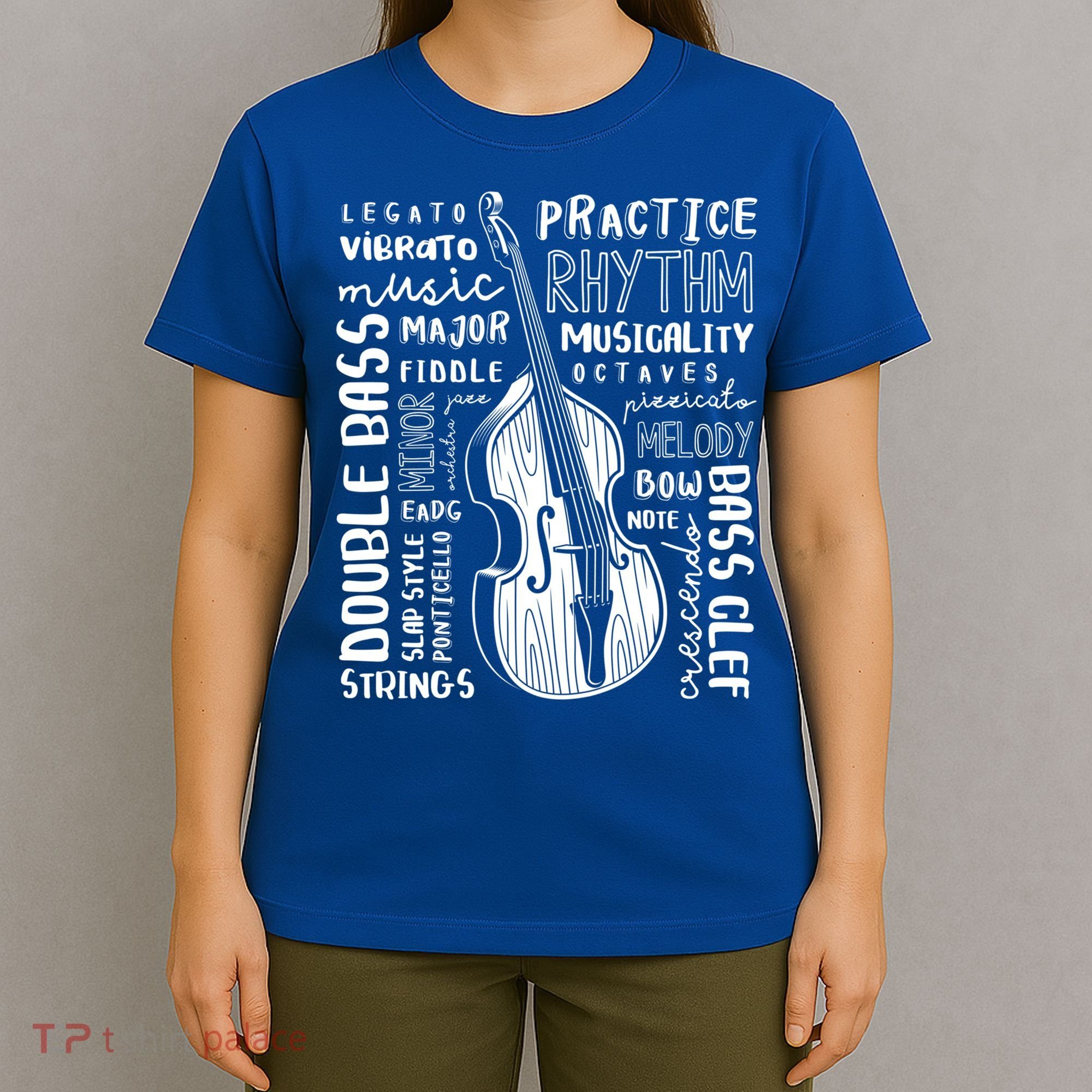 Double Bass Word Cloud Upright Bass Art Music Gift T-Shirt