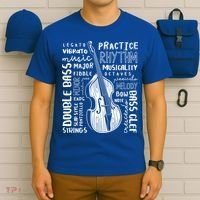 Double Bass Word Cloud Upright Bass Art Music Gift T-Shirt thumb 6