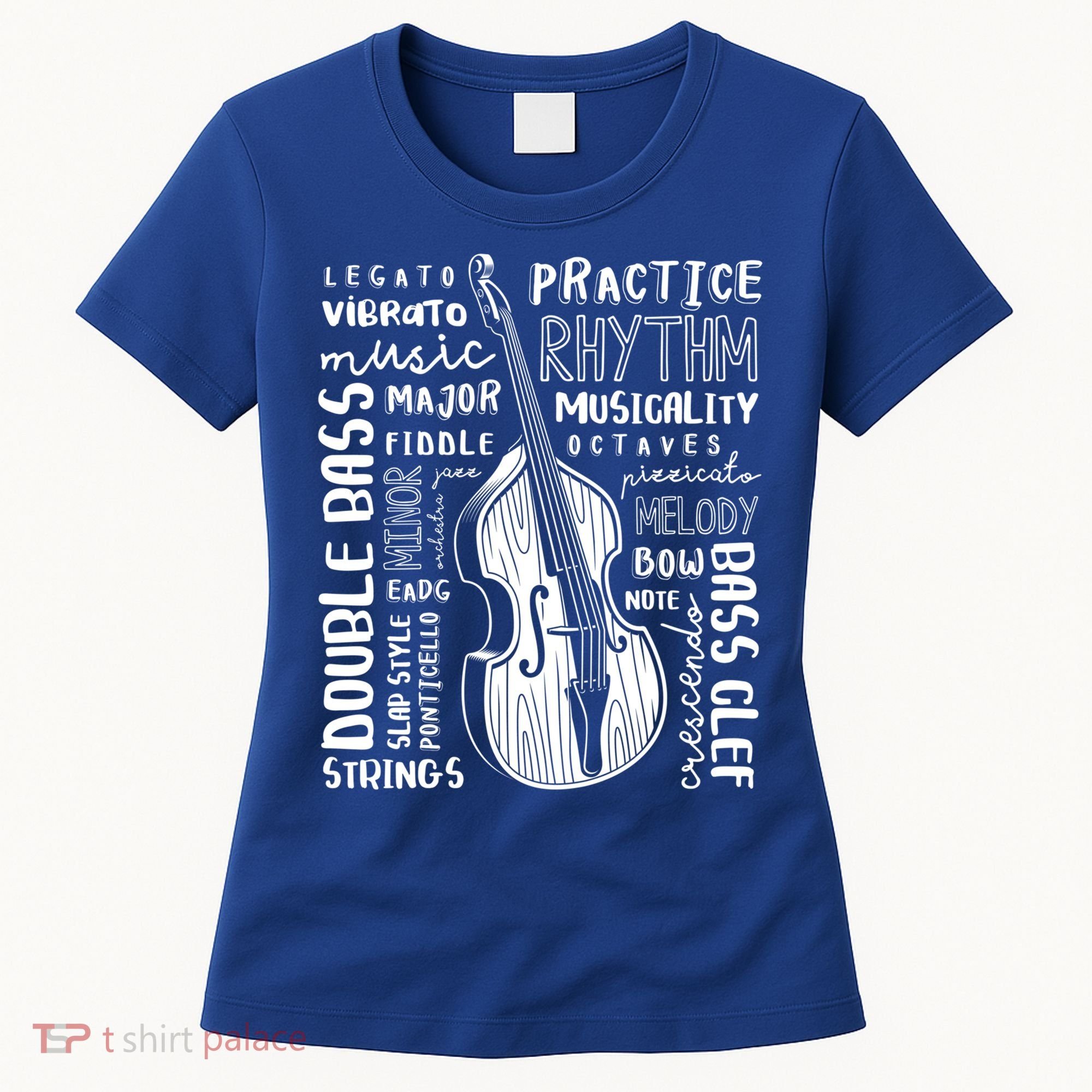Double Bass Word Cloud Upright Bass Art Music Gift Women's T-Shirt
