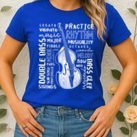 Double Bass Word Cloud Upright Bass Art Music Gift Women's T-Shirt thumb 2
