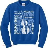 Double Bass Word Cloud Upright Bass Art Music Gift Kids Sweatshirt thumb 0