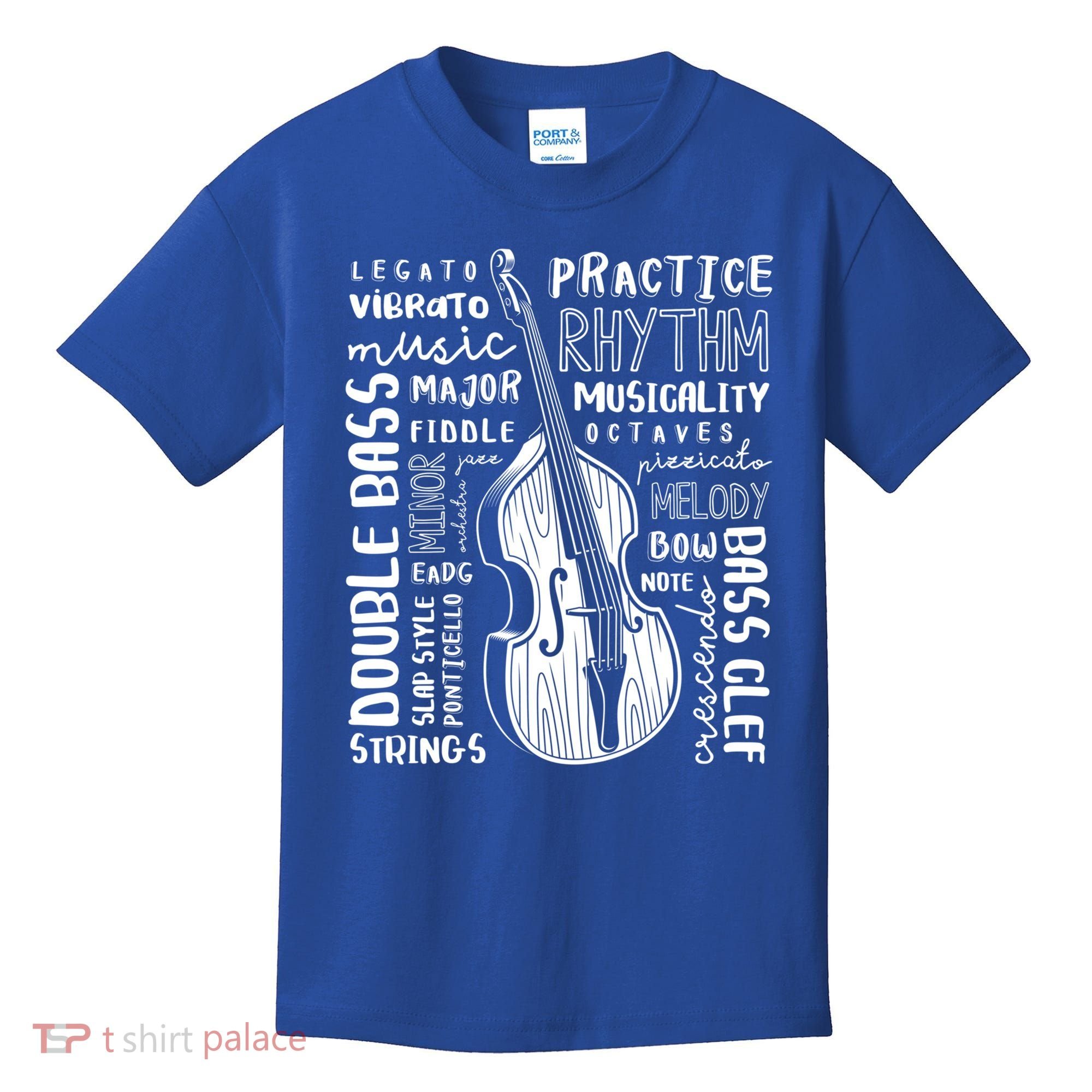 Double Bass Word Cloud Upright Bass Art Music Gift Kids T-Shirt