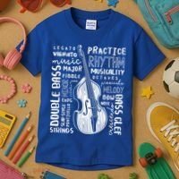Double Bass Word Cloud Upright Bass Art Music Gift Kids T-Shirt thumb 3