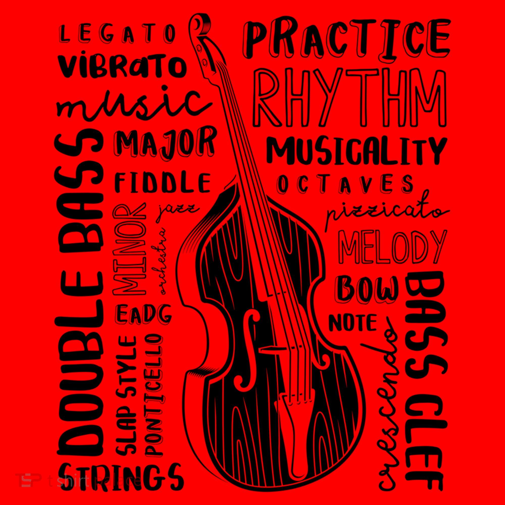 Double Bass Word Cloud Upright Bass Art Music Gift Santa Hat