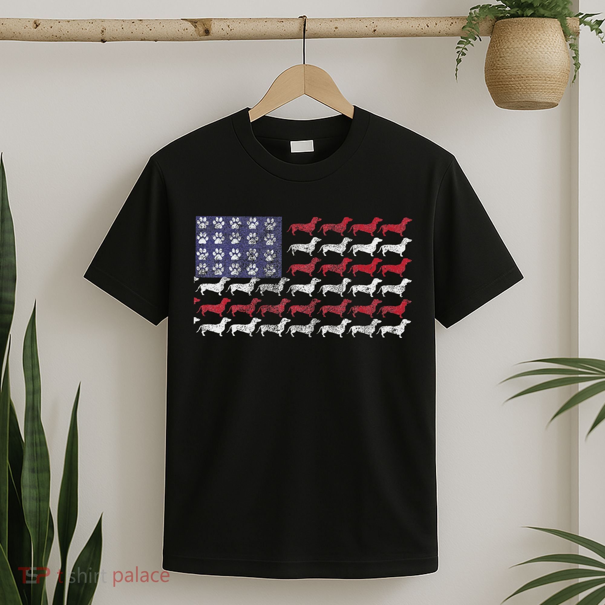 Dachshund Cute American Flag 4th Of July Gif T-Shirt