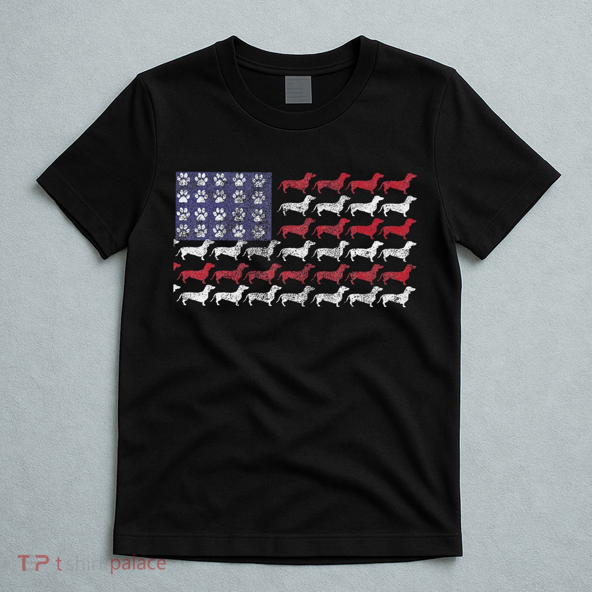 Dachshund Cute American Flag 4th Of July Gif T-Shirt