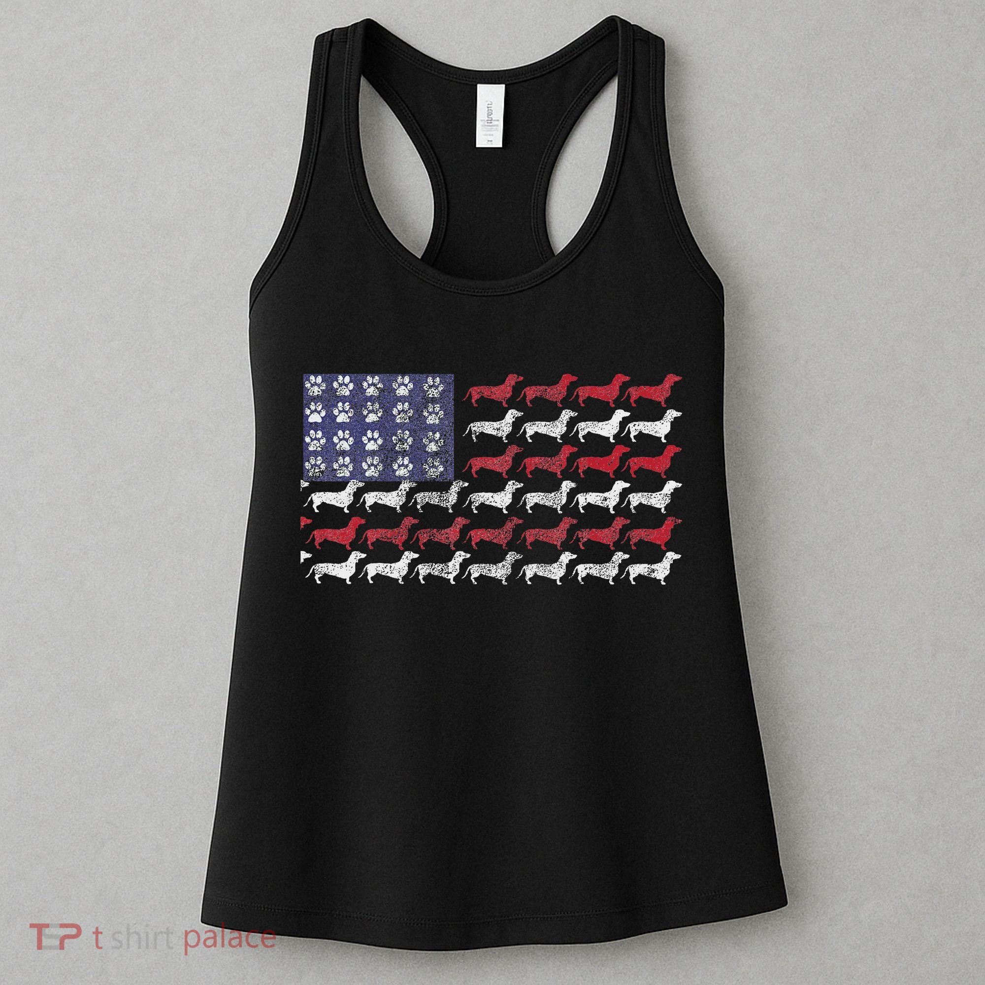 Dachshund Cute American Flag 4th Of July Gif Women's Tank Top