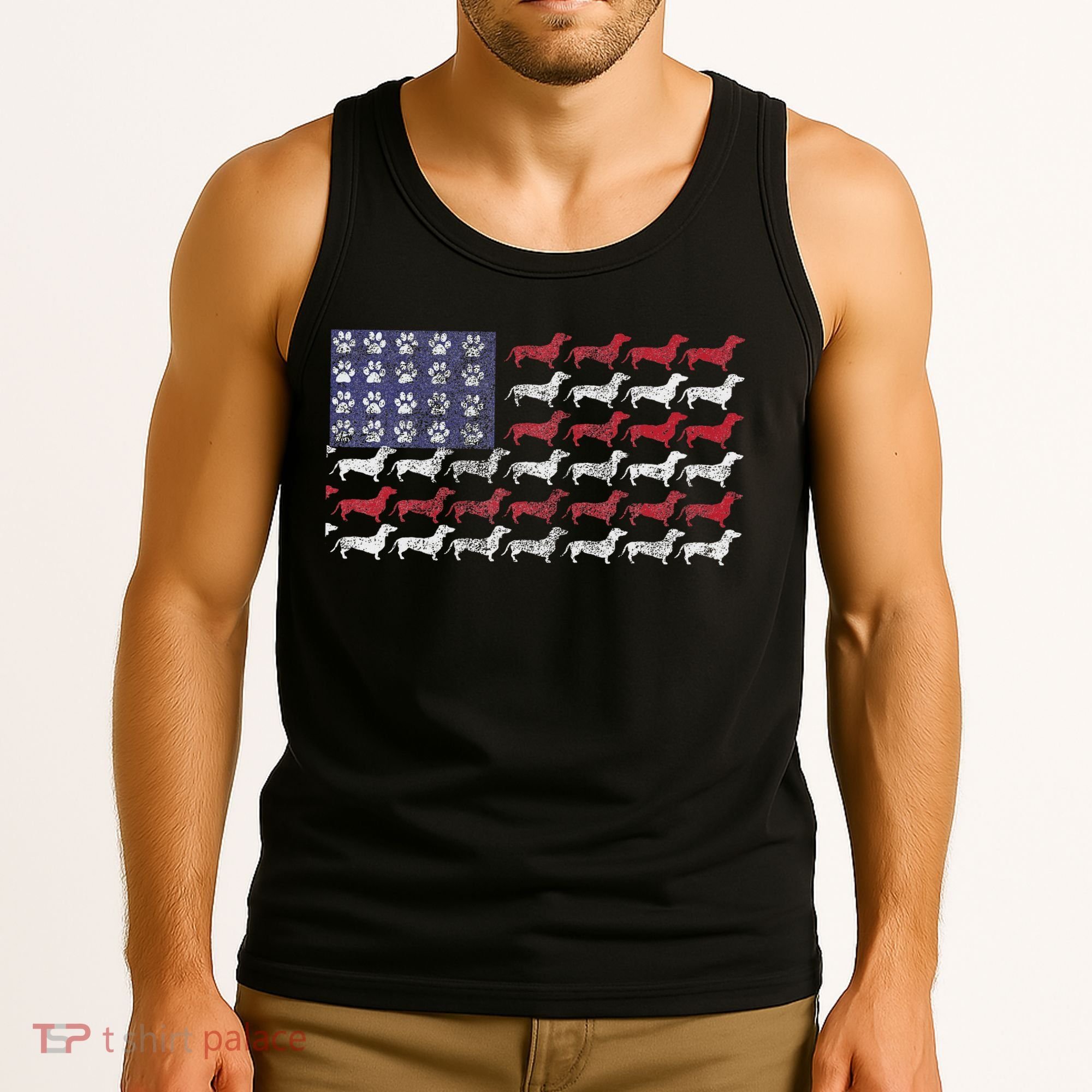 Dachshund Cute American Flag 4th Of July Gif Tank Top
