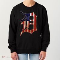 Detroit City American Flag Old English Women's Sweatshirt thumb 0