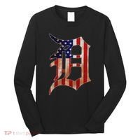 Detroit City American Flag Old English Long Sleeve Shirt thumb 0