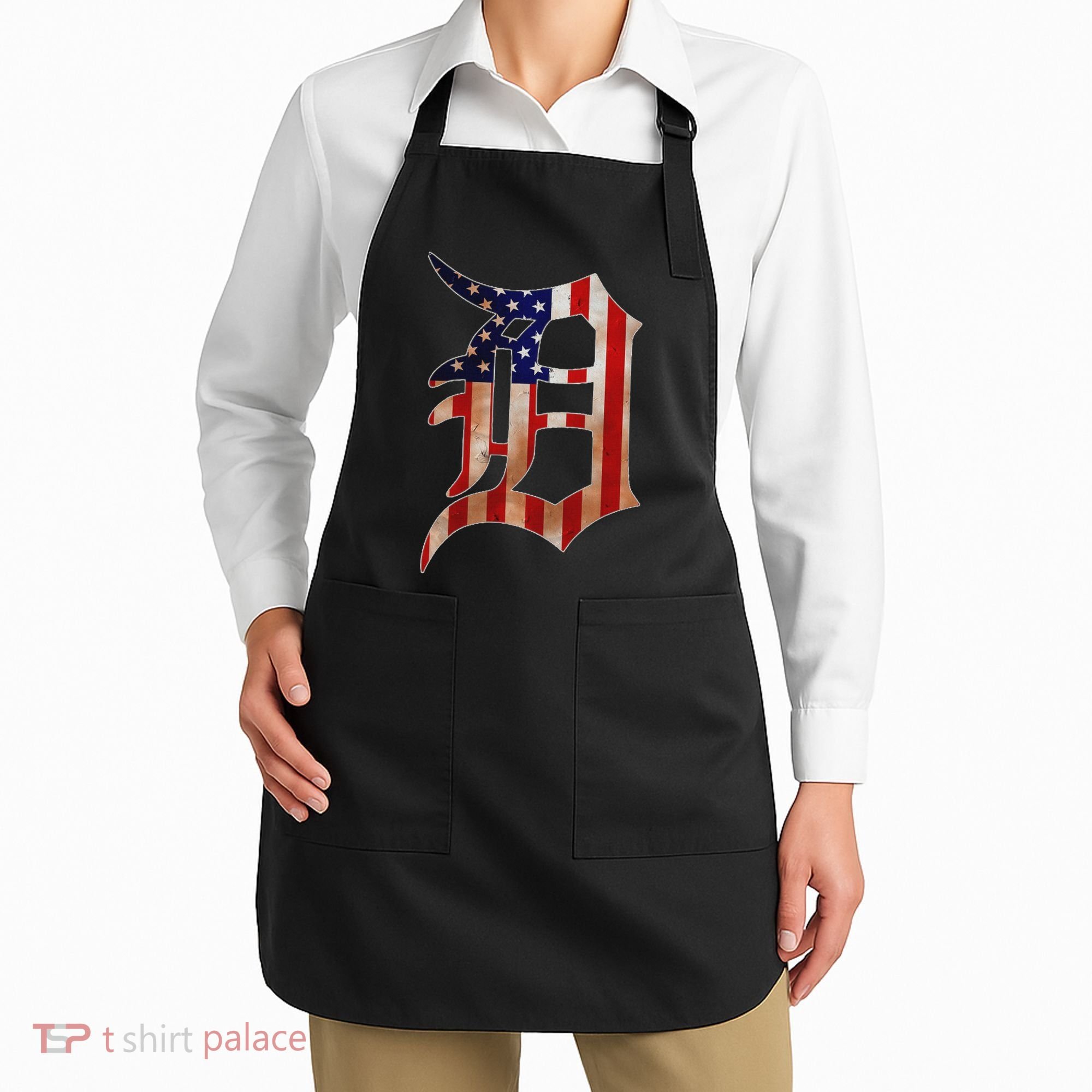 Detroit City American Flag Old English Apron