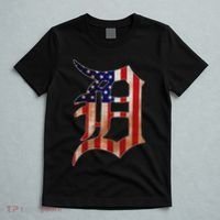 Detroit City American Flag Old English T-Shirt thumb 5