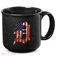 Detroit City American Flag Old English 15oz Campfire Ceramic Mug thumb 0