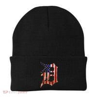 Detroit City American Flag Old English Beanie thumb 0