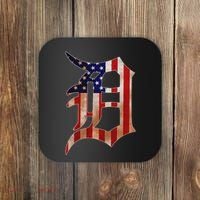 Detroit City American Flag Old English Coaster thumb 0