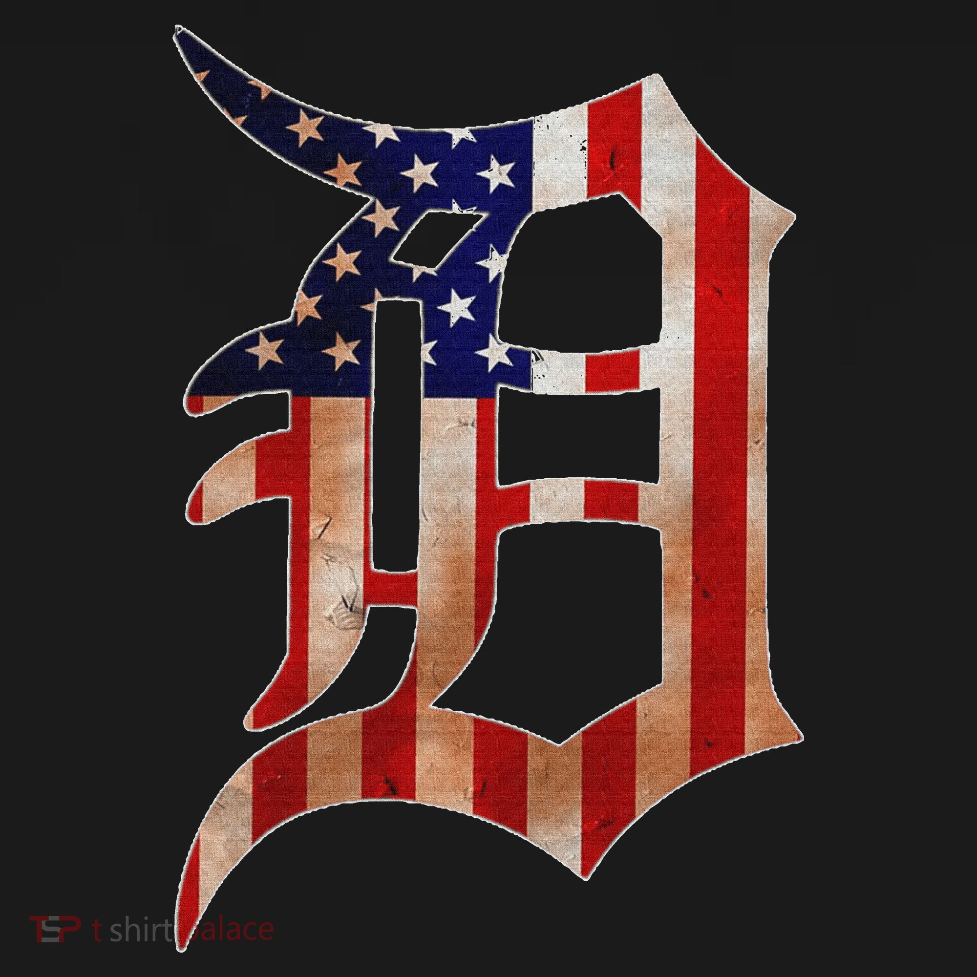 Detroit City American Flag Old English Women's Hoodie