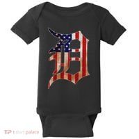 Detroit City American Flag Old English Baby Bodysuit thumb 0