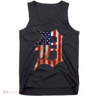 Detroit City American Flag Old English Tank Top thumb 0