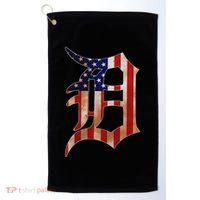 Detroit City American Flag Old English Golf Towel thumb 0