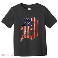 Detroit City American Flag Old English Toddler T-Shirt thumb 0