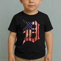 Detroit City American Flag Old English Toddler T-Shirt thumb 2