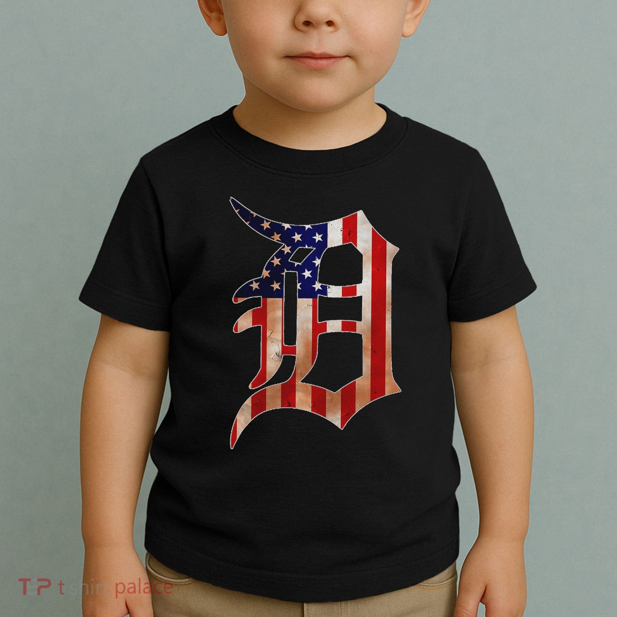 Detroit City American Flag Old English Toddler T-Shirt