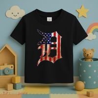 Detroit City American Flag Old English Toddler T-Shirt thumb 3