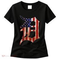 Detroit City American Flag Old English Women's T-Shirt thumb 0