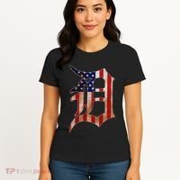 Detroit City American Flag Old English Women's T-Shirt thumb 4