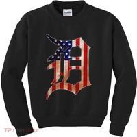 Detroit City American Flag Old English Kids Sweatshirt thumb 0