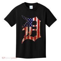 Detroit City American Flag Old English Kids T-Shirt thumb 0