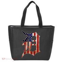 Detroit City American Flag Old English Tote Bag thumb 0