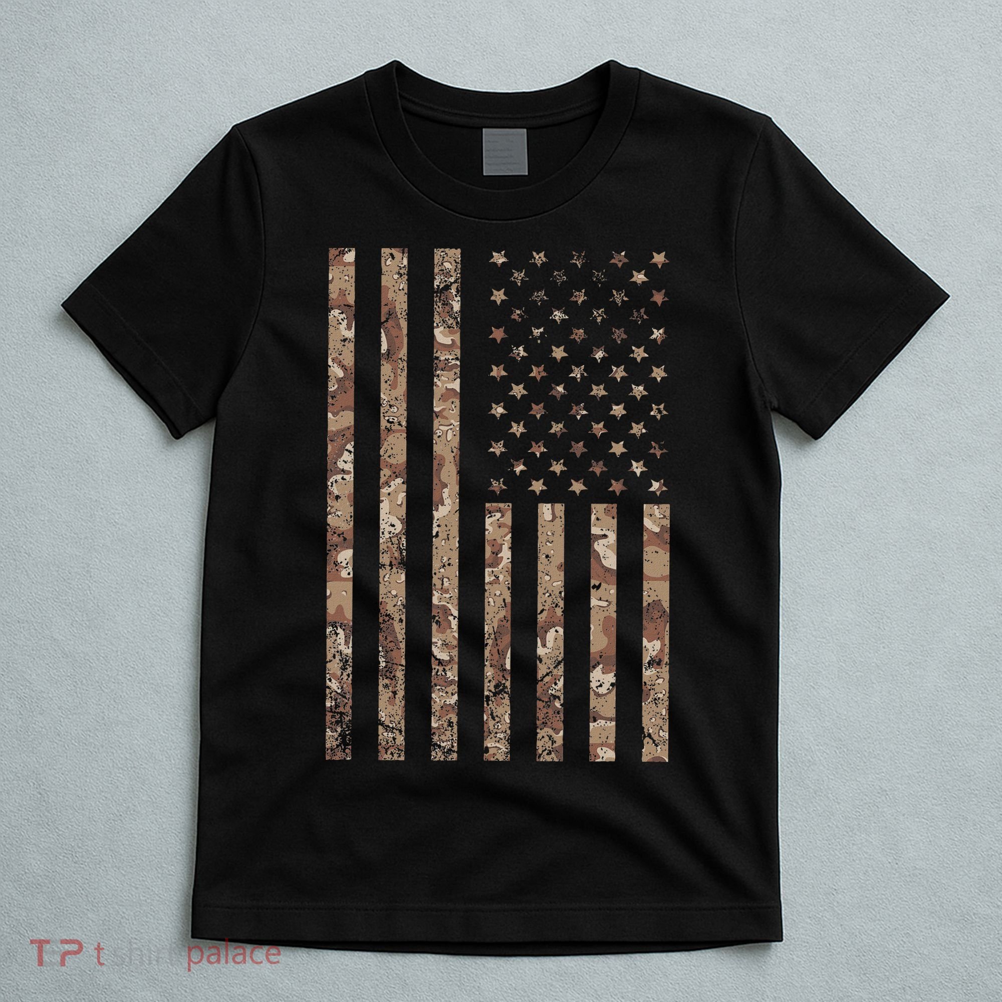 Desert Camo American Flag Military, Tactical Camouflage Usa T-Shirt