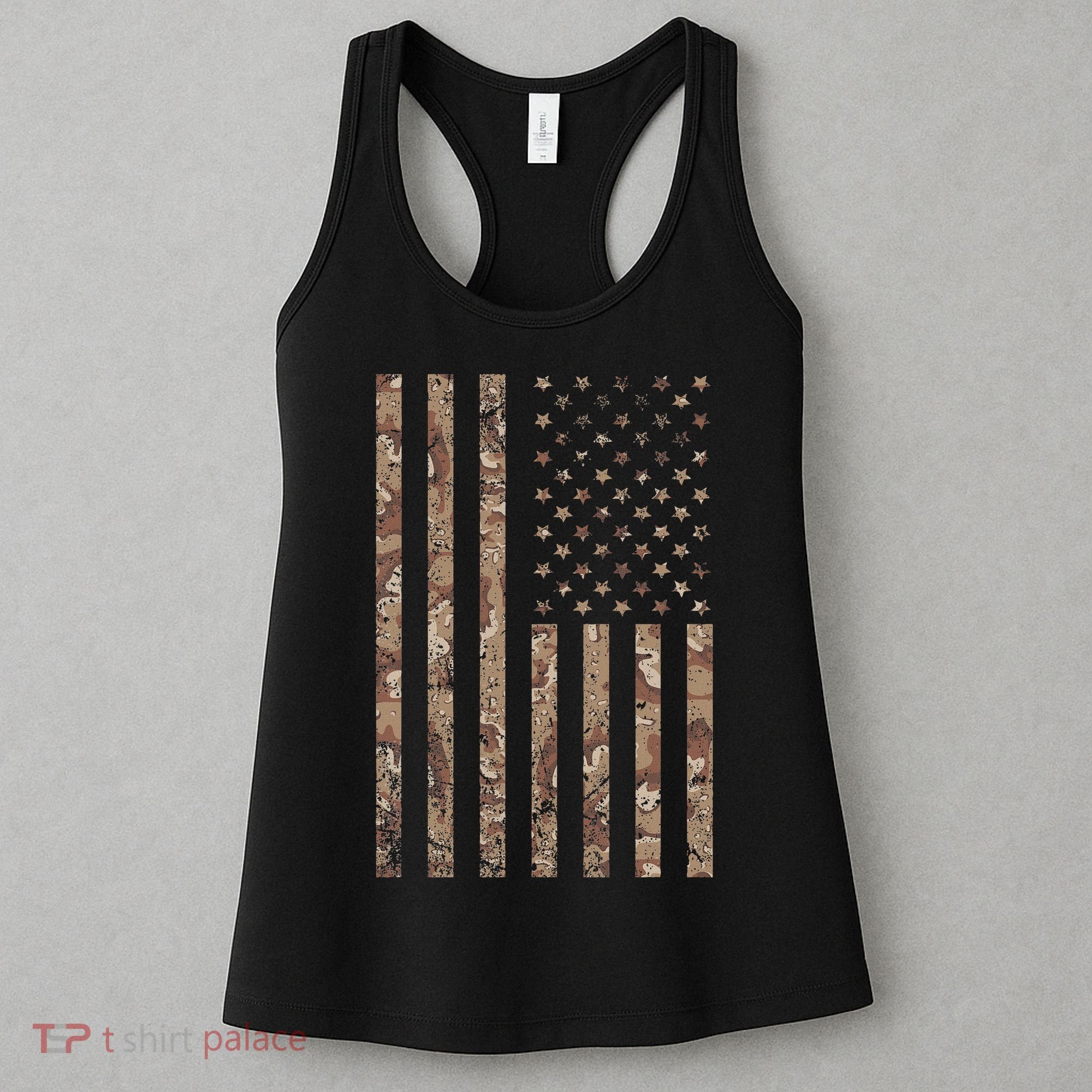 Desert Camo American Flag Military, Tactical Camouflage Usa Women's Tank Top