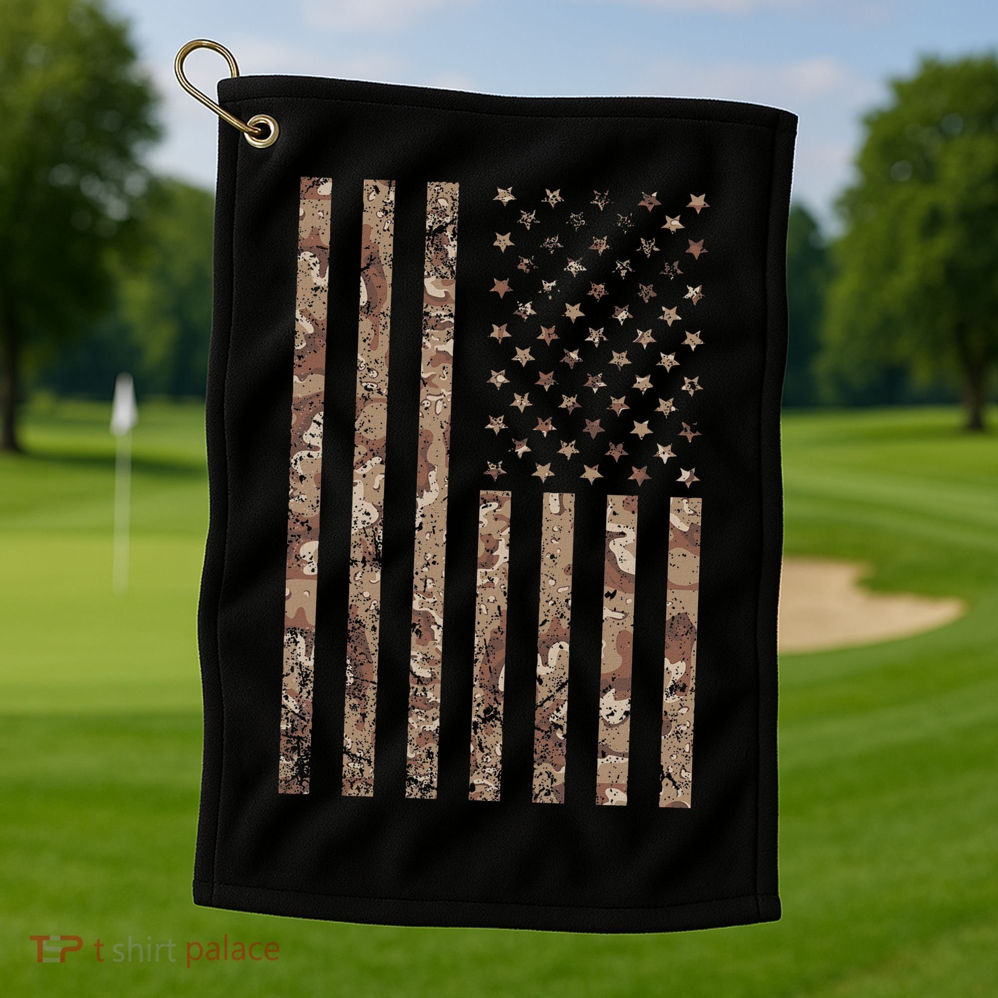 Desert Camo American Flag Military, Tactical Camouflage Usa Golf Towel