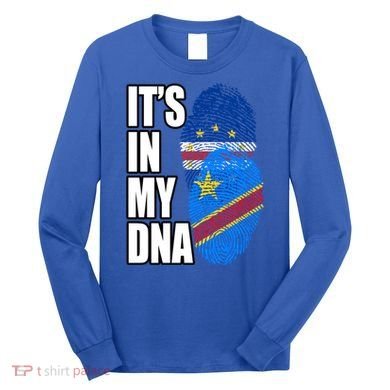 Democratic Congolese And Cabo Verdean Mix Dna Flag Heritage Gift Long Sleeve Shirt