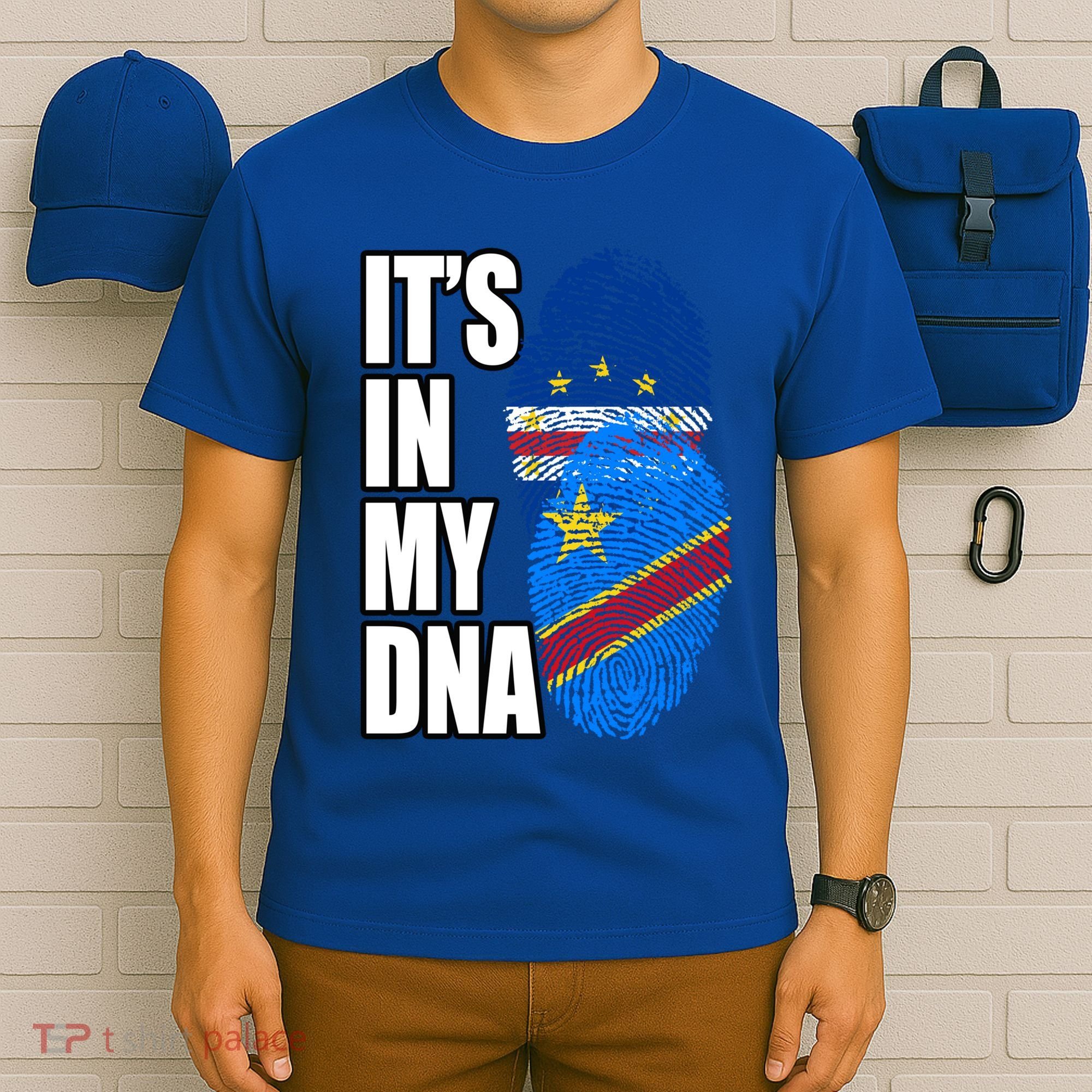 Democratic Congolese And Cabo Verdean Mix Dna Flag Heritage Gift T-Shirt