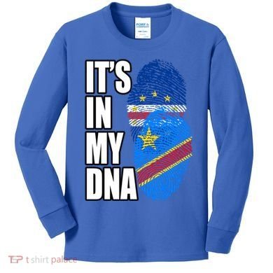 Democratic Congolese And Cabo Verdean Mix Dna Flag Heritage Gift Kids Long Sleeve Shirt