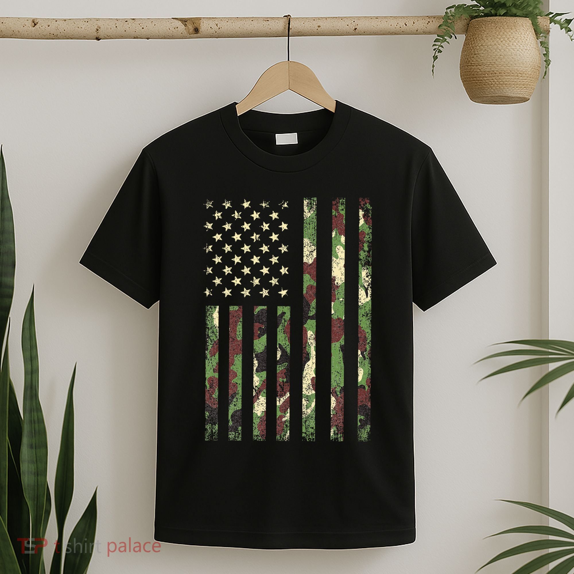 Desert Camo American Flag Military Tactical Camouflage Usa T-Shirt