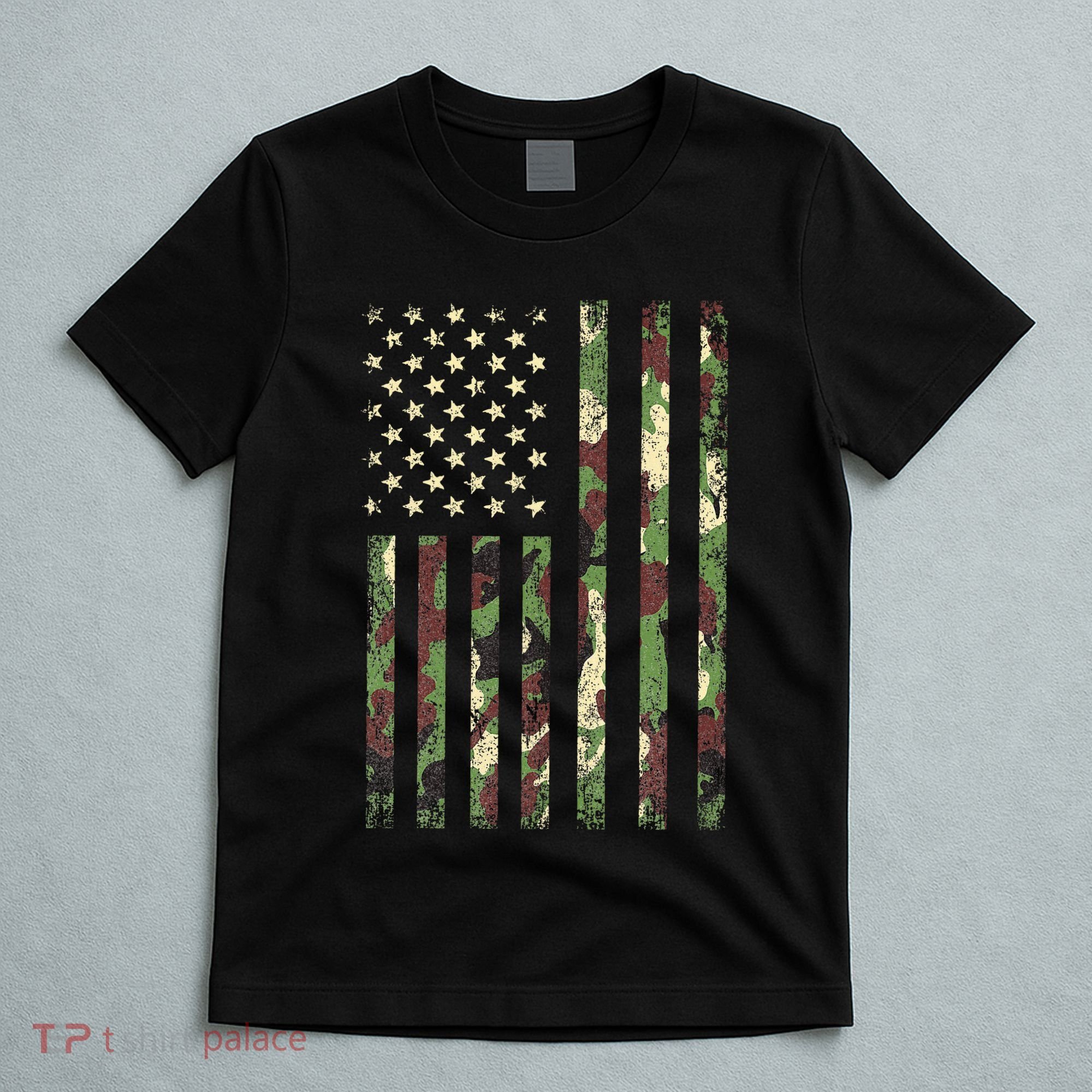 Desert Camo American Flag Military Tactical Camouflage Usa T-Shirt