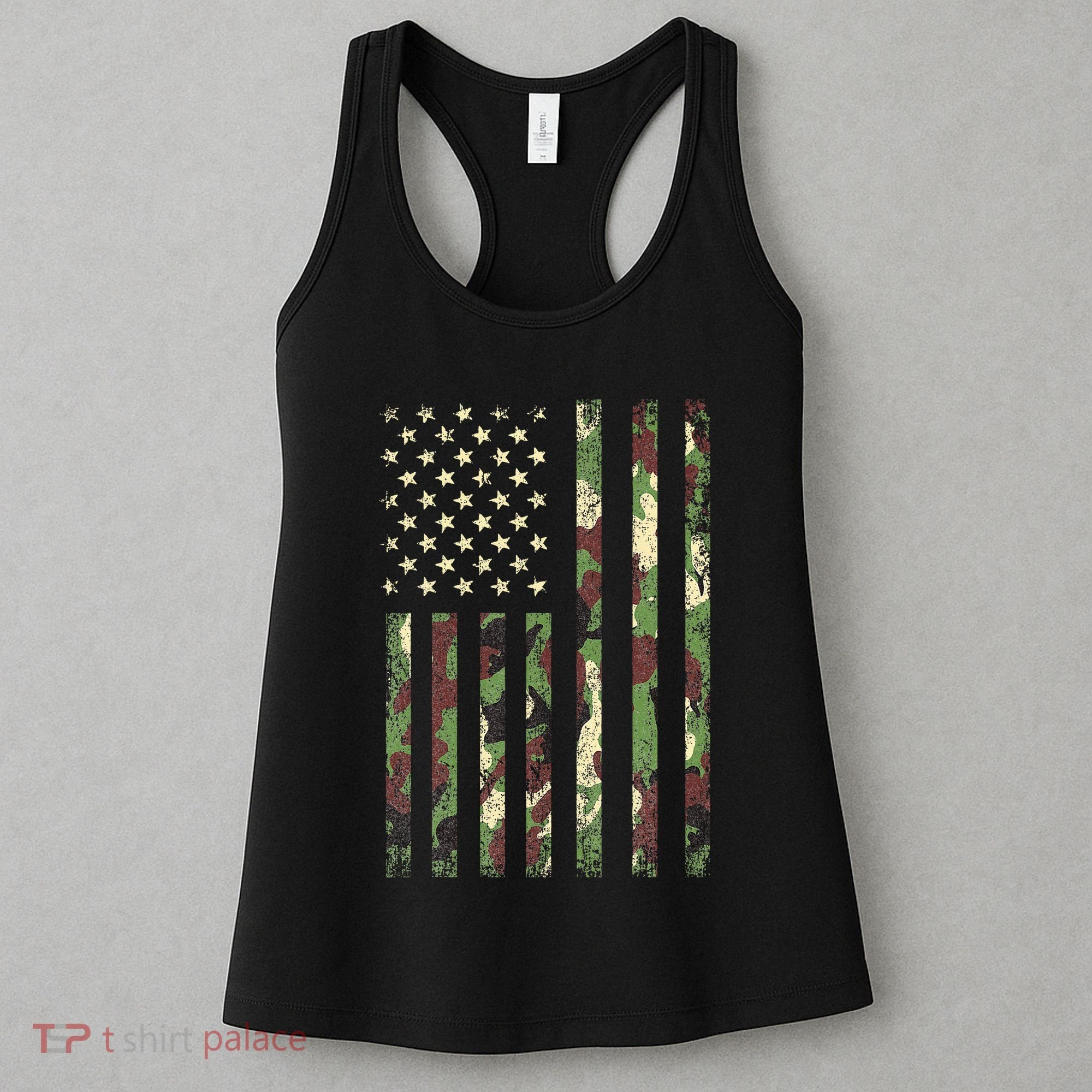 Desert Camo American Flag Military Tactical Camouflage Usa Women's Tank Top