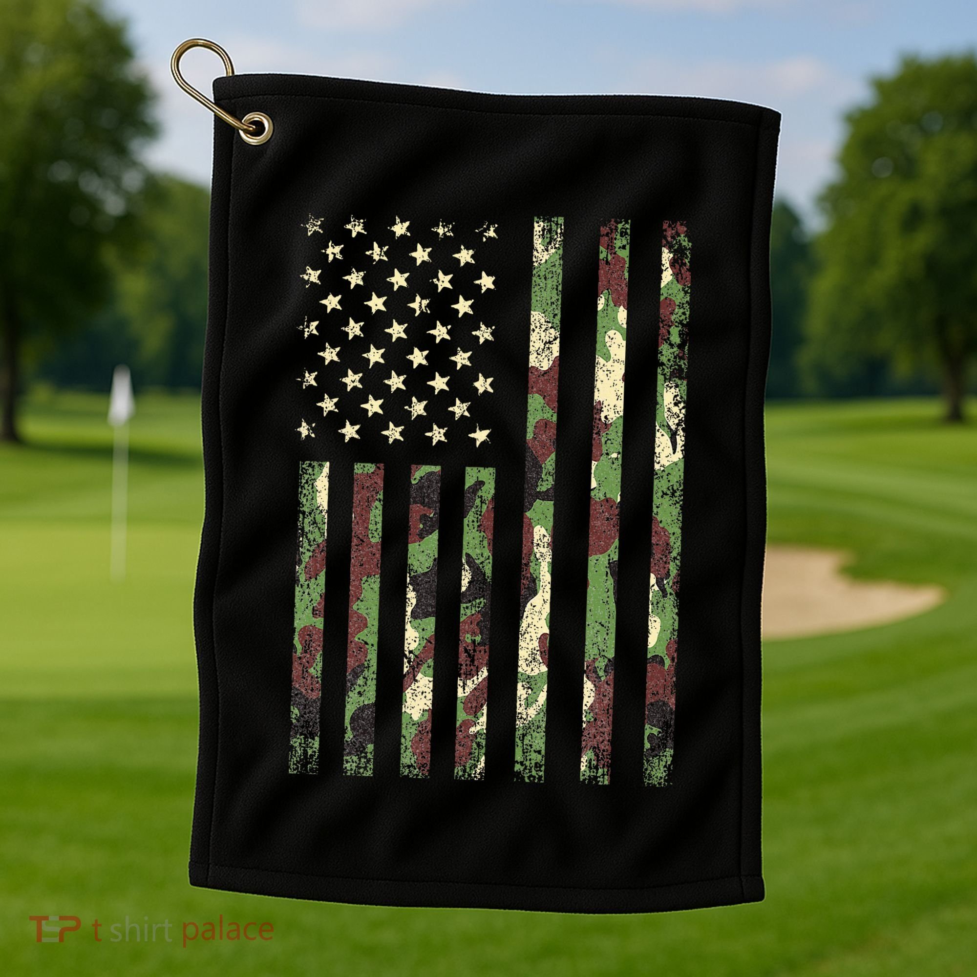 Desert Camo American Flag Military Tactical Camouflage Usa Golf Towel