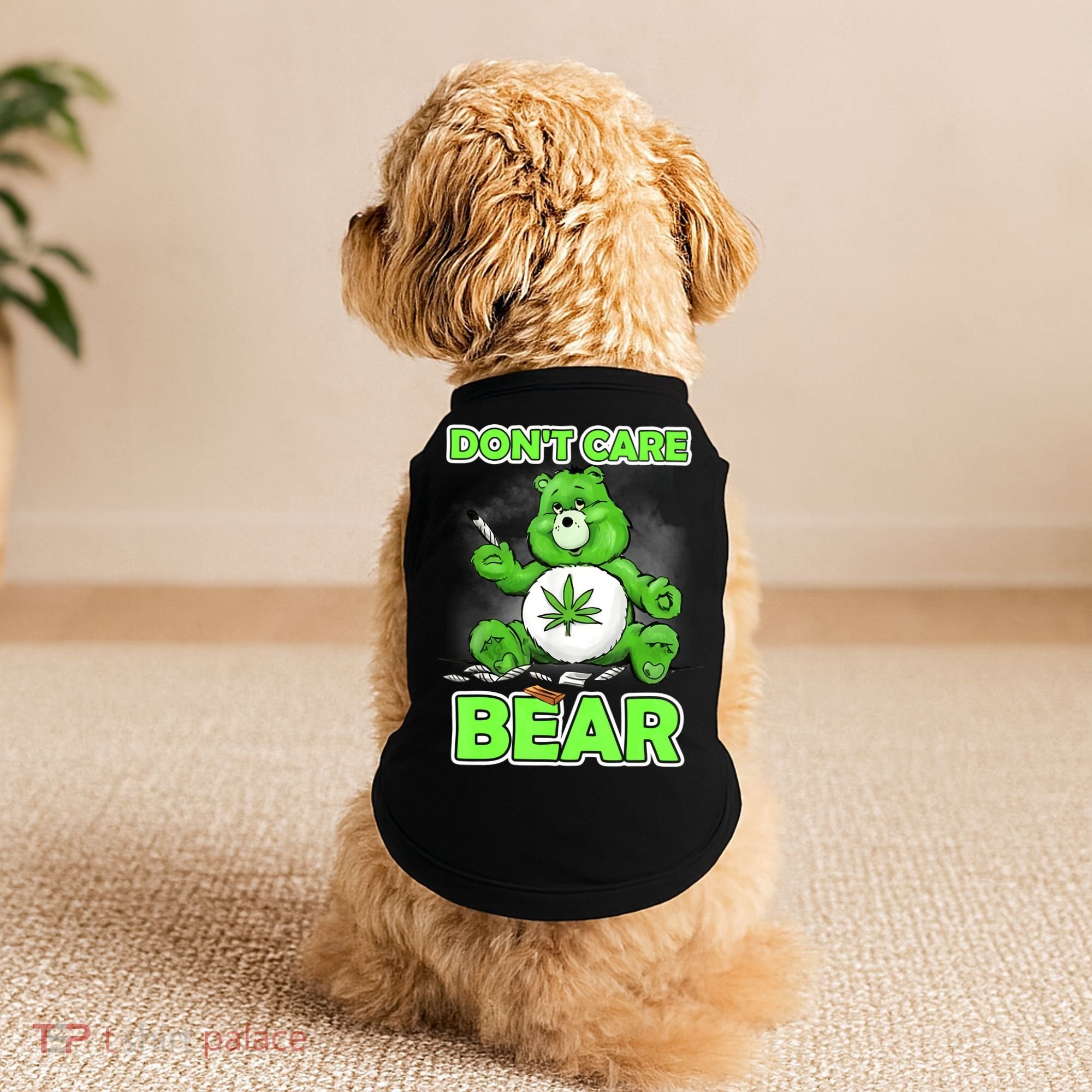 Dont Care Bear Smoking Weed Cannabis Marijuana 4 20 Stoner Gift 2 Doggie Tank