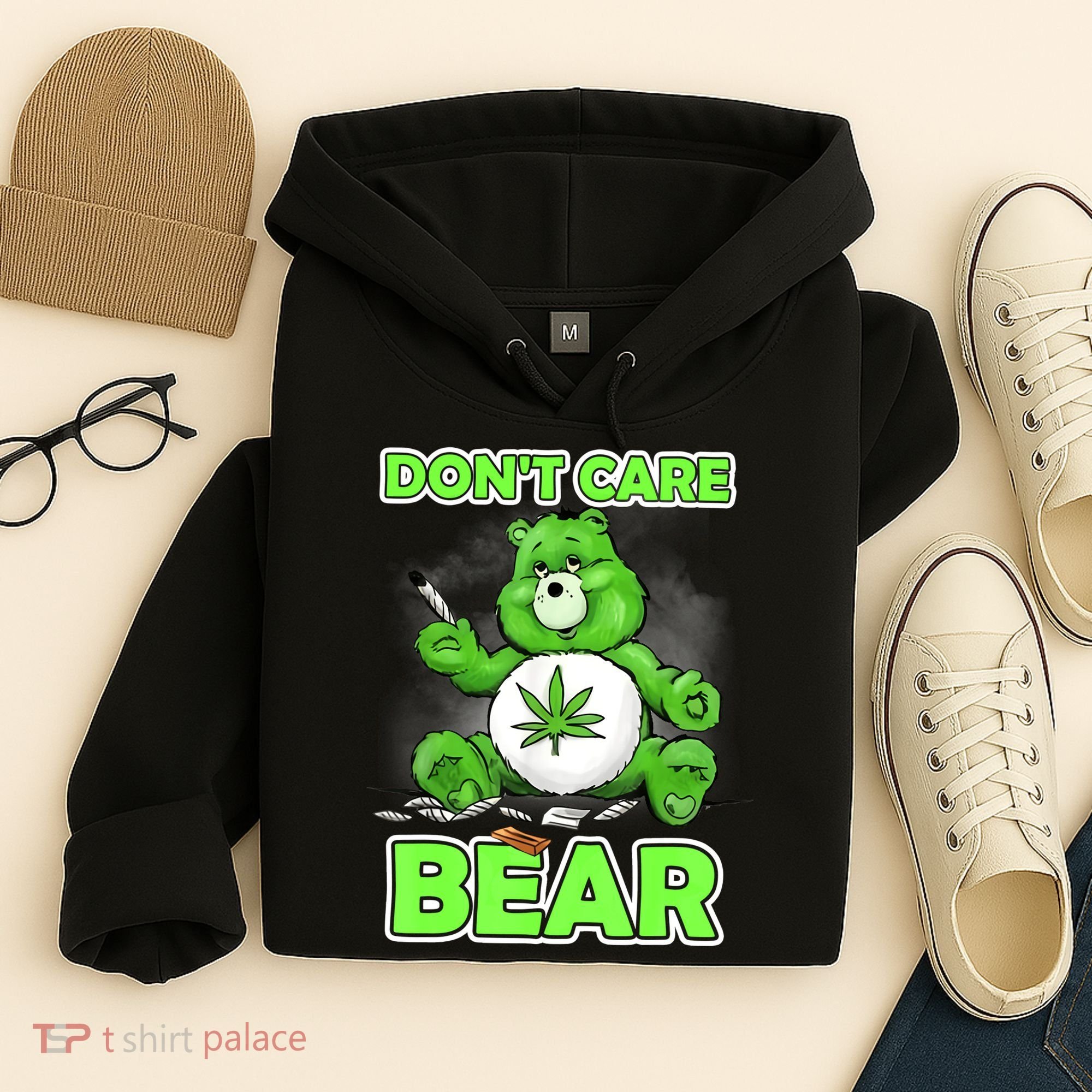 Dont Care Bear Smoking Weed Cannabis Marijuana 4 20 Stoner Gift 2 Hoodie