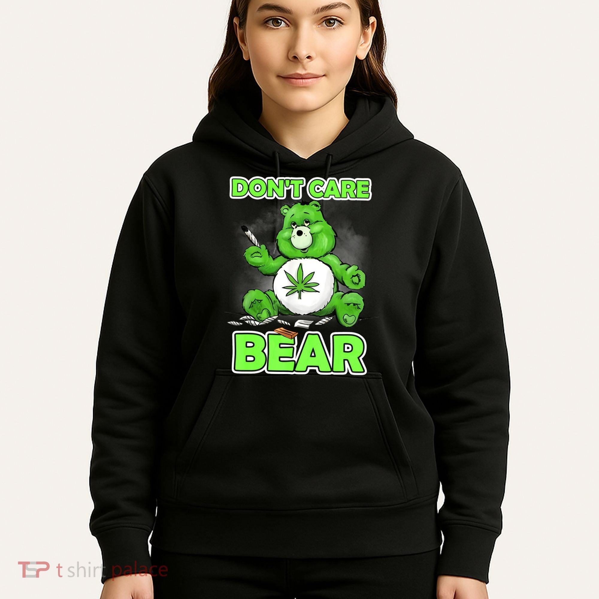 Dont Care Bear Smoking Weed Cannabis Marijuana 4 20 Stoner Gift 2 Hoodie